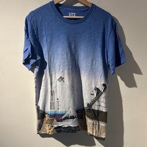 Uniqlo x Hokusai Blue Blue Graphic Men's Shirt